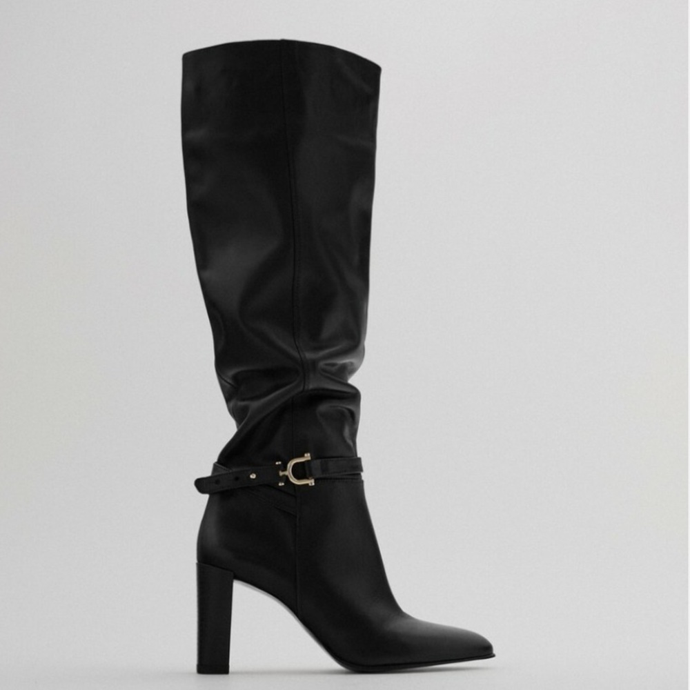 ZARA | Leather High Heel with Horse Bit Buckle Sz EU 39 (US 8.5)
